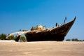 Wooden outrigger fishing boat at Asvem Beach Royalty Free Stock Photo