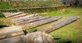 Wooden Outriggers of Historic Fort Jackson Royalty Free Stock Photo