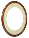 Wooden oval frame isolated background