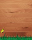 Wooden overlay background with grass Royalty Free Stock Photo