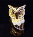 Wooden Owl with Black Background Royalty Free Stock Photo