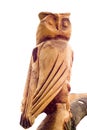 Wooden owl isolated on white Royalty Free Stock Photo