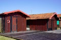 Wooden oyster hut at the oysters port of la teste de buch Royalty Free Stock Photo