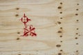 A wooden packing crate with various packing symbols Royalty Free Stock Photo