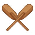 Wooden paddle icon, cartoon style