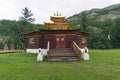 Wooden pagoda in a Buddhist datsan