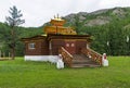 Wooden pagoda in a Buddhist datsan