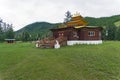 Wooden pagoda in a Buddhist datsan