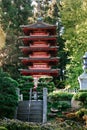 Wooden pagoda in Golden Gate Park Japanese tea Garden in Summer Royalty Free Stock Photo