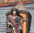 Wooden painted carving of Pirate Royalty Free Stock Photo