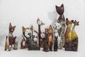 Wooden painted decorative cats