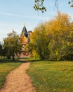 Wooden palace of Tsar Alexei Mikhailovich in Kolomenskoye park on autumn. Moscow. Russia Royalty Free Stock Photo