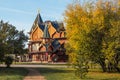 Wooden palace of Tsar Alexei Mikhailovich in Kolomenskoye park on autumn. Moscow. Russia Royalty Free Stock Photo