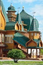 Wooden palace of tzar Aleksey Mikhailovich in Kolomenskoe reconstruction, Moscow, Russia