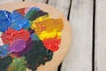 Wooden palette with various watercolor