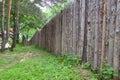 Wooden palings in the forest.