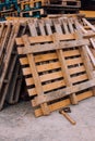 Wooden pallet and adze