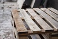 Wooden pallet on construction site Royalty Free Stock Photo