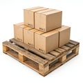 Wooden Pallet with Kraft Boxes Mockup Royalty Free Stock Photo