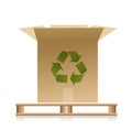 Wooden pallet with a recycle box illustration Royalty Free Stock Photo