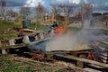 Wooden pallets and general rubbish being burned