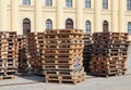 Wooden pallets in heaps outdoor