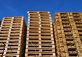 wooden pallets placed in warehouse coutyard Royalty Free Stock Photo