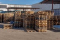 Wooden pallets stacked without merchandise Royalty Free Stock Photo