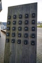 Wooden Panel with Key Utility safe Boxes in Olpenitz near Kappeln Royalty Free Stock Photo
