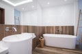 Wooden panel in luxury bathroom