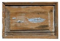 The wooden panel of the old retro rustic door is covered with cr