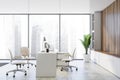Wooden panoramic CEO office, side view Royalty Free Stock Photo