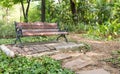Wooden park bench in the garden