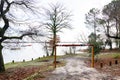 Wooden Parking Height Barrier restriction access to lacanau lake