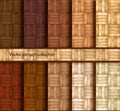 Wooden parquet patterns collection - realistic wood floor seamless texture. Royalty Free Stock Photo