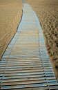 Wooden path in Falasarna beach Royalty Free Stock Photo