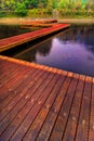 Wooden path on lake
