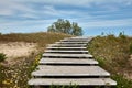 Wooden staircase leading across the dune to the sea