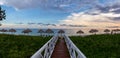 Wooden path leading to the sandy beach on the Caribbean Sea in Cuba Royalty Free Stock Photo