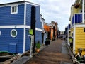 Wooden path leading up to Fisherman's Wharf in Victoria, Vancouver Island, British Columbia, Canada Royalty Free Stock Photo