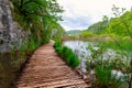 Wooden path in National Park in Plitvice Royalty Free Stock Photo