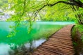 Wooden path in National Park in Plitvice Royalty Free Stock Photo