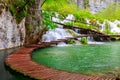 Wooden path in National Park in Plitvice Royalty Free Stock Photo