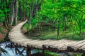 Wooden path in National Park in Plitvice Royalty Free Stock Photo