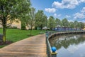 Wooden Path near Lake in Neighbourhood Royalty Free Stock Photo