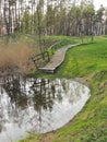 Wooden path near lake Royalty Free Stock Photo