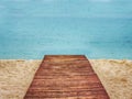 Wooden path on sand beach Royalty Free Stock Photo