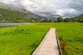 Wooden path in Snowdonia, Wales, UK