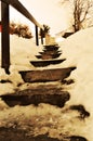 Wooden path in Swiss Alps Royalty Free Stock Photo