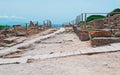 Wooden path in Tharros Royalty Free Stock Photo